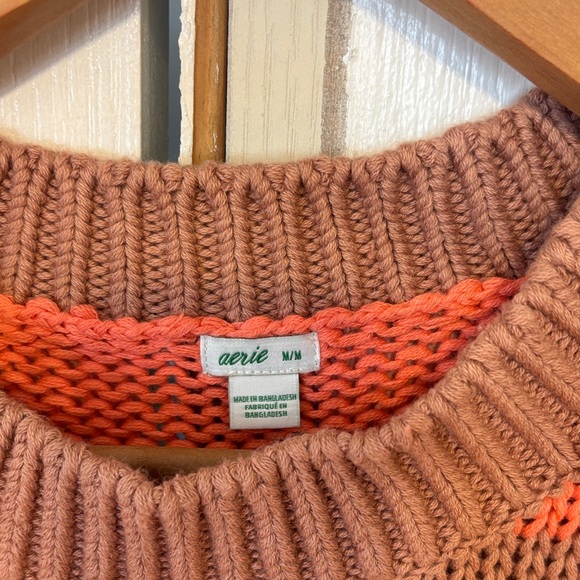 Aerie Orange and Brown Striped Sweater - Picture 2 of 4